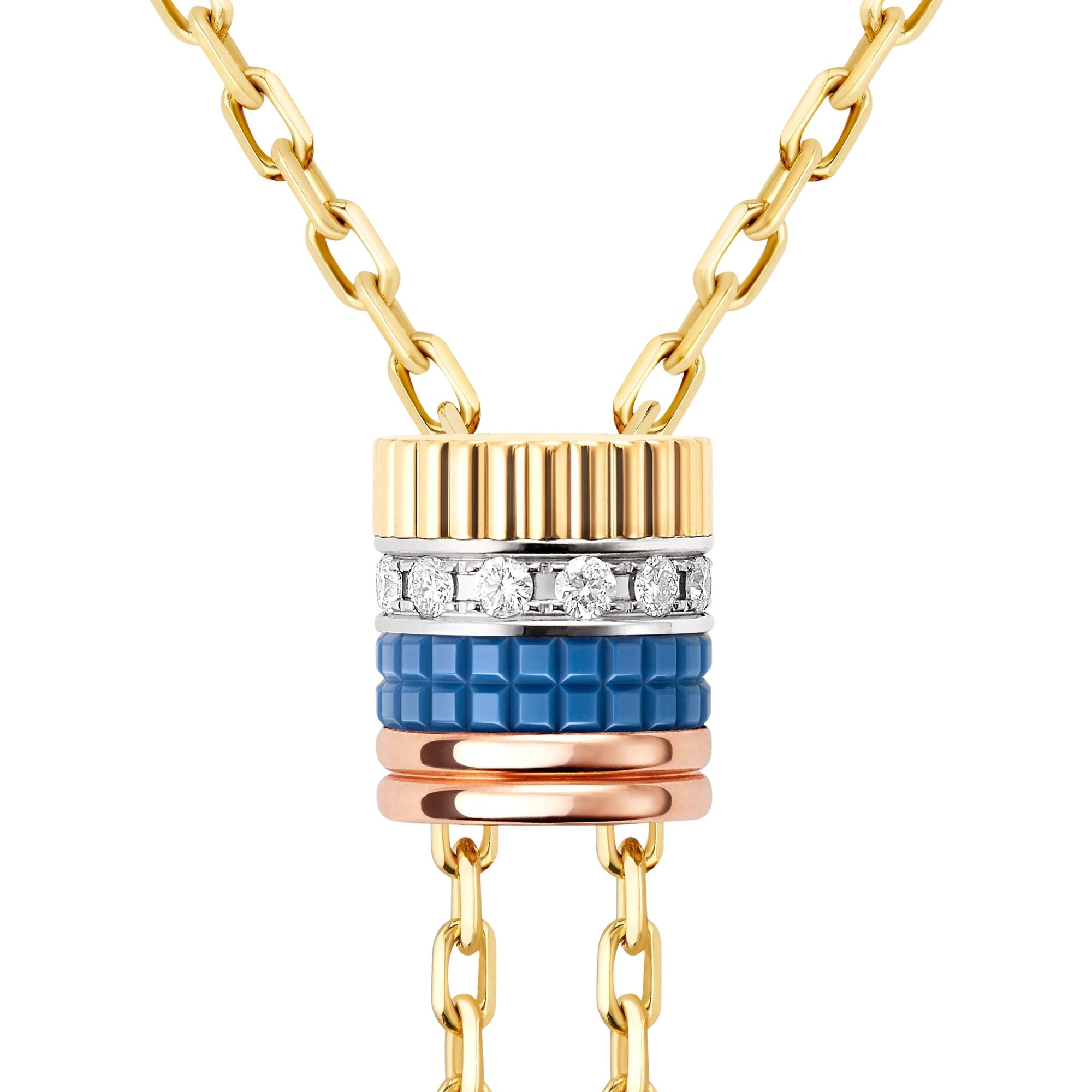 Small Quatre Blue Edition Tie Necklace - Yellow & Blue