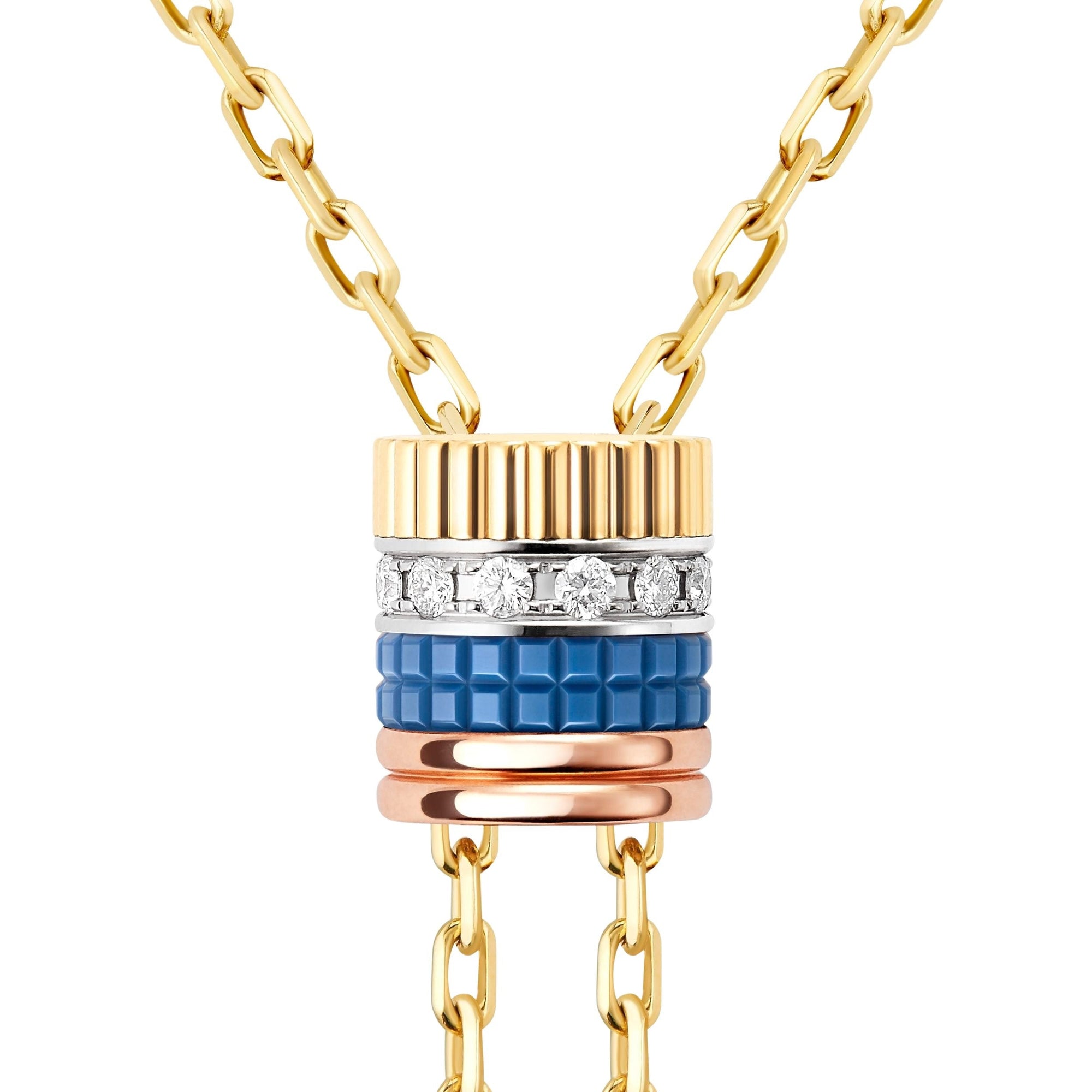 Small Quatre Blue Edition Tie Necklace - Yellow & Blue
