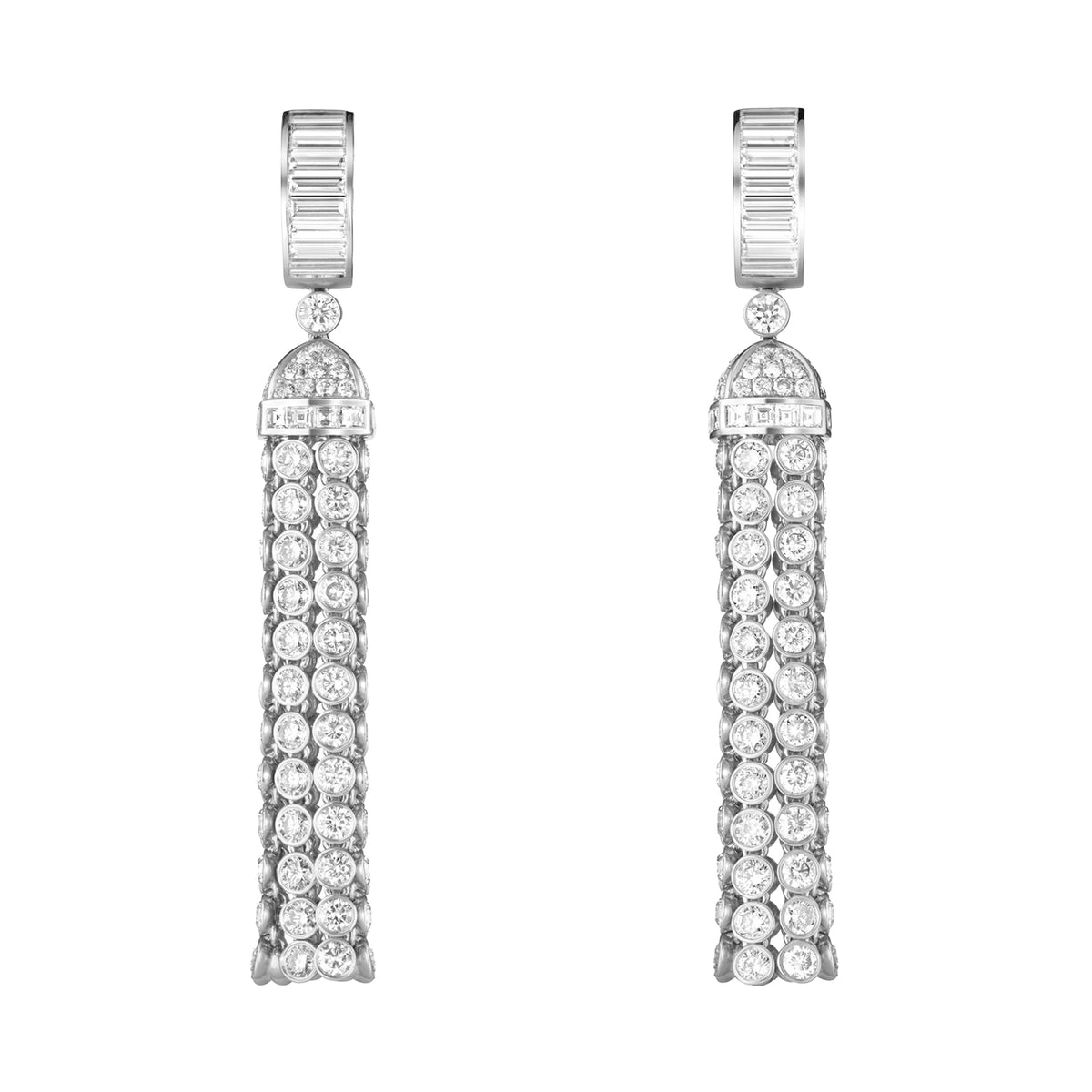 Pompon white gold & diamonds Pendant Earrings - White