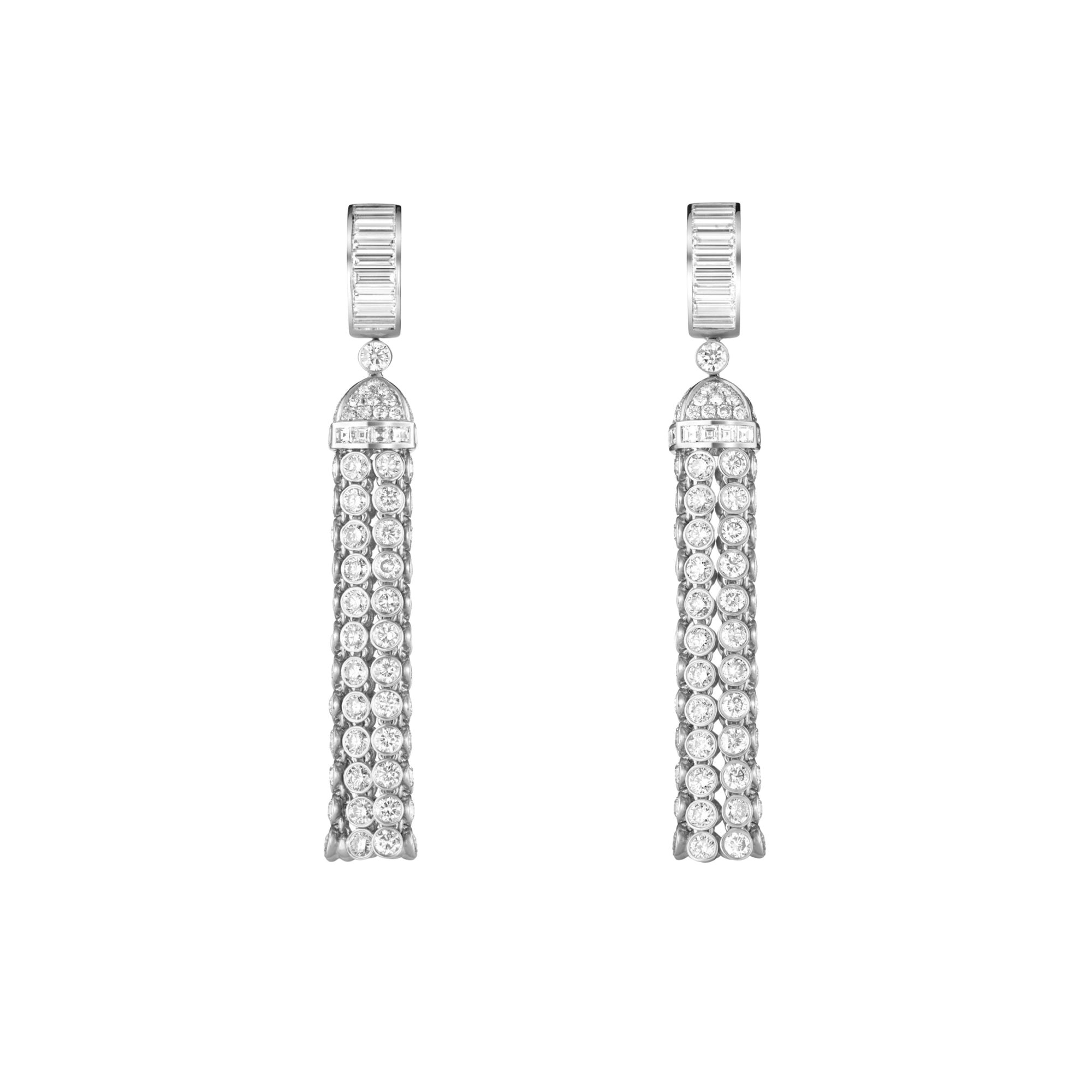 Pompon white gold & diamonds Pendant Earrings - White