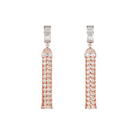 Pompon pink gold & diamonds Pendant Earrings - Pink