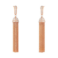 Pompon pink gold & diamonds Pendant Earrings - Pink