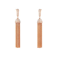 Pompon pink gold & diamonds Pendant Earrings - Pink