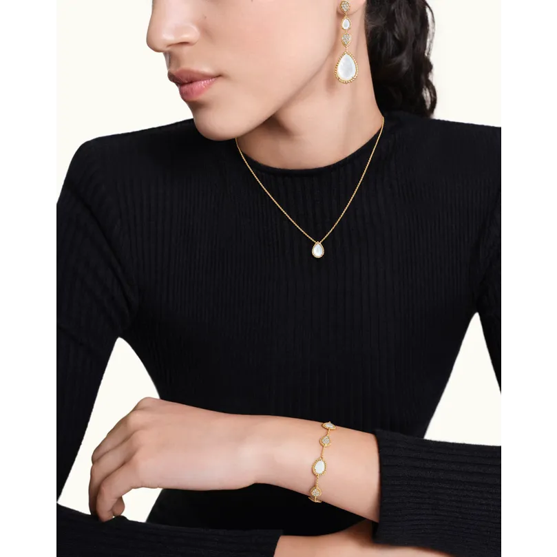 Serpent Bohème Multi-Motifs yellow gold pearl & diamonds Pendant Earrings - Yellow