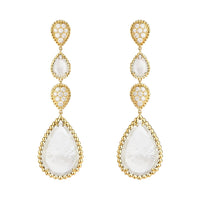 Serpent Bohème Multi-Motifs yellow gold pearl & diamonds Pendant Earrings - Yellow
