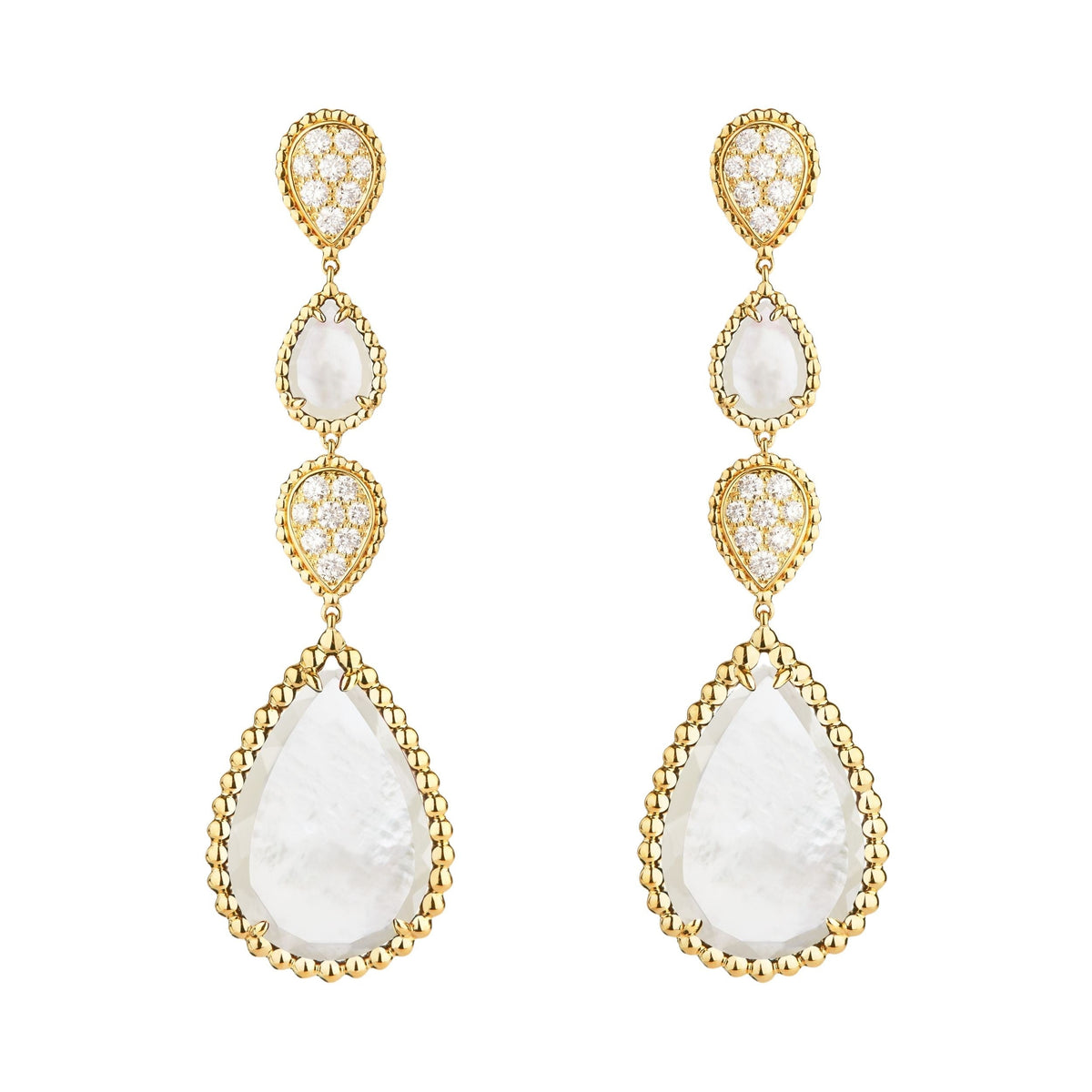 Serpent Bohème Multi-Motifs yellow gold pearl & diamonds Pendant Earrings - Yellow