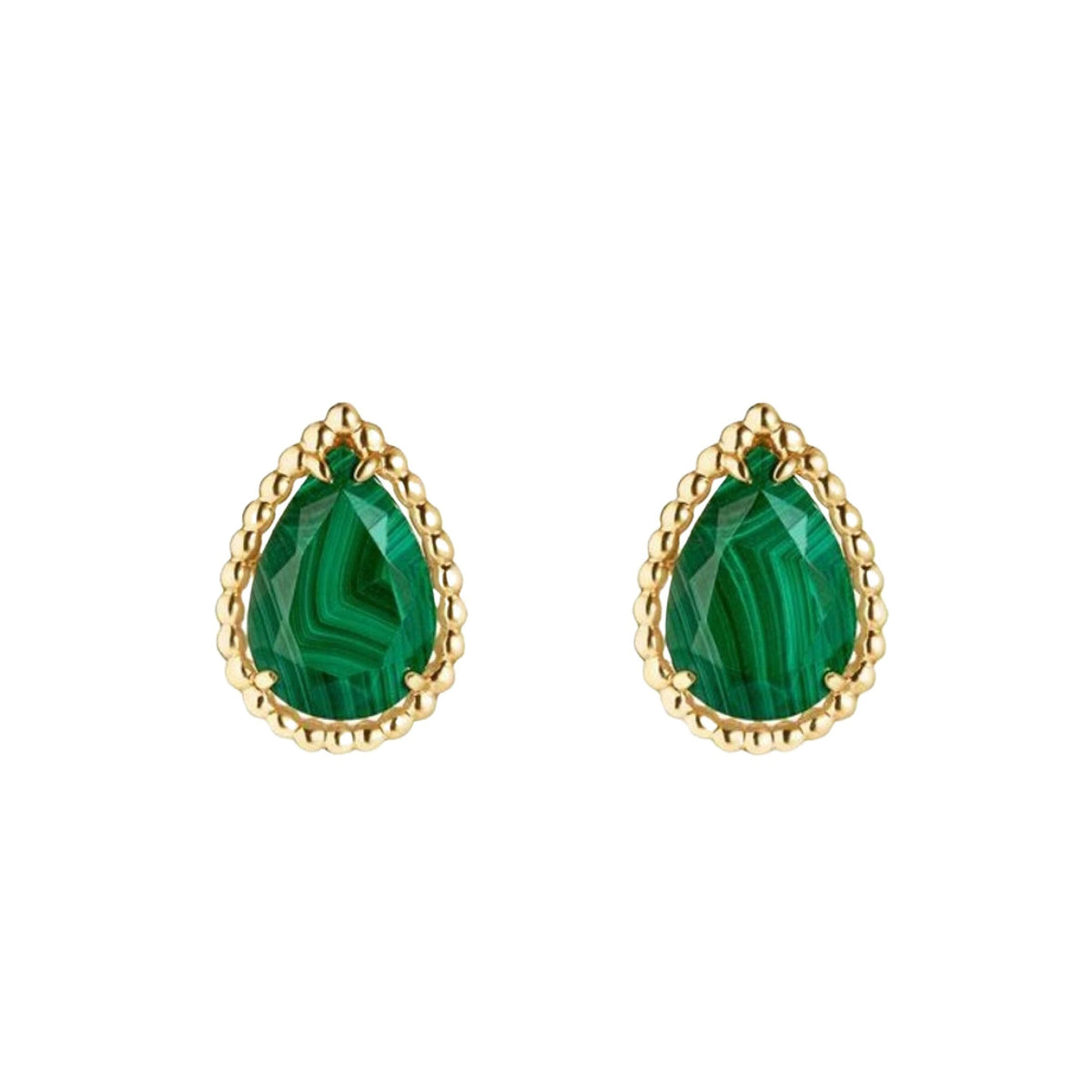 Serpent Bohème S Motifs yellow gold & malachite Stud Earrings - Yellow