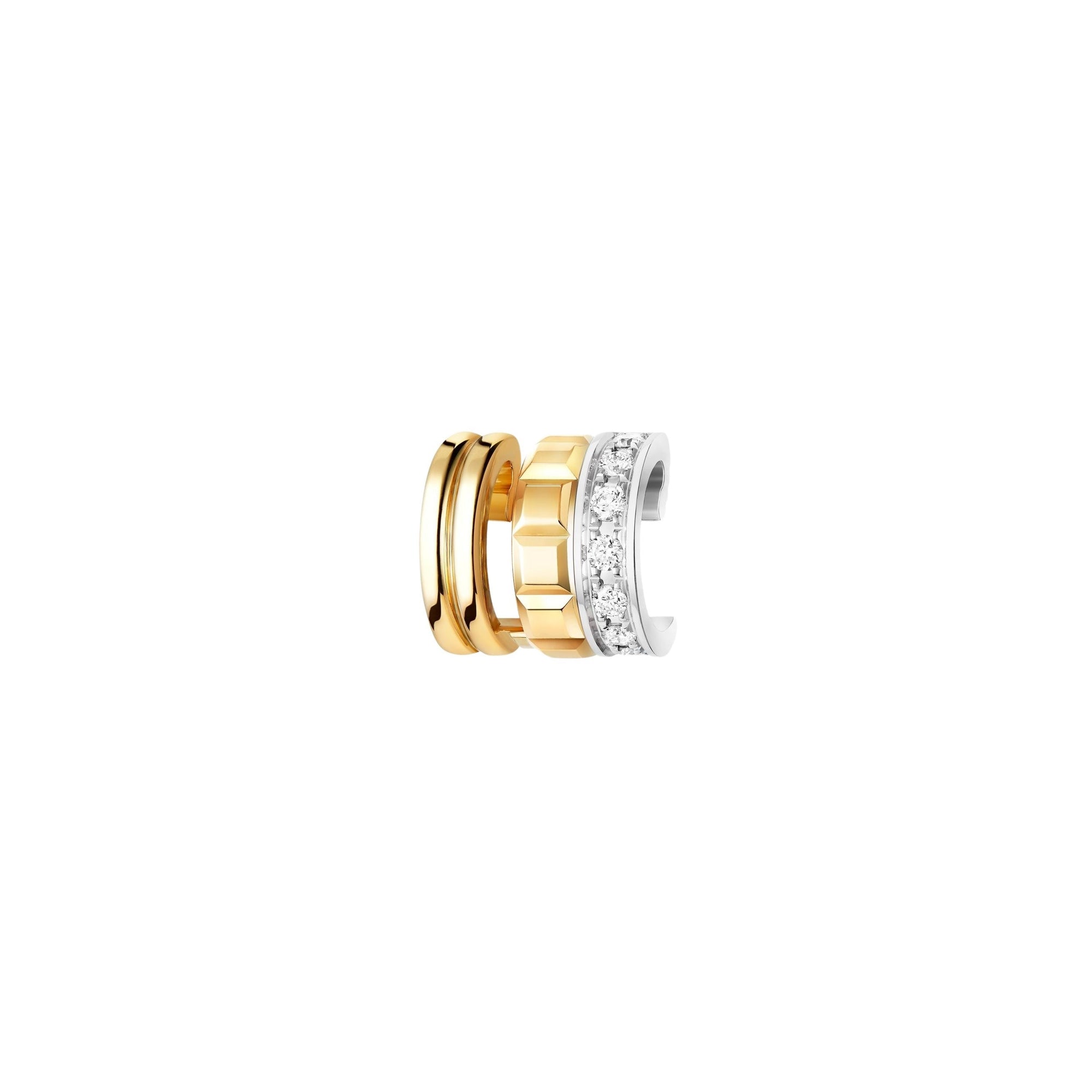 Quatre Radiant Edition yellow and white gold & diamonds Single Clip Earring - Yellow & White