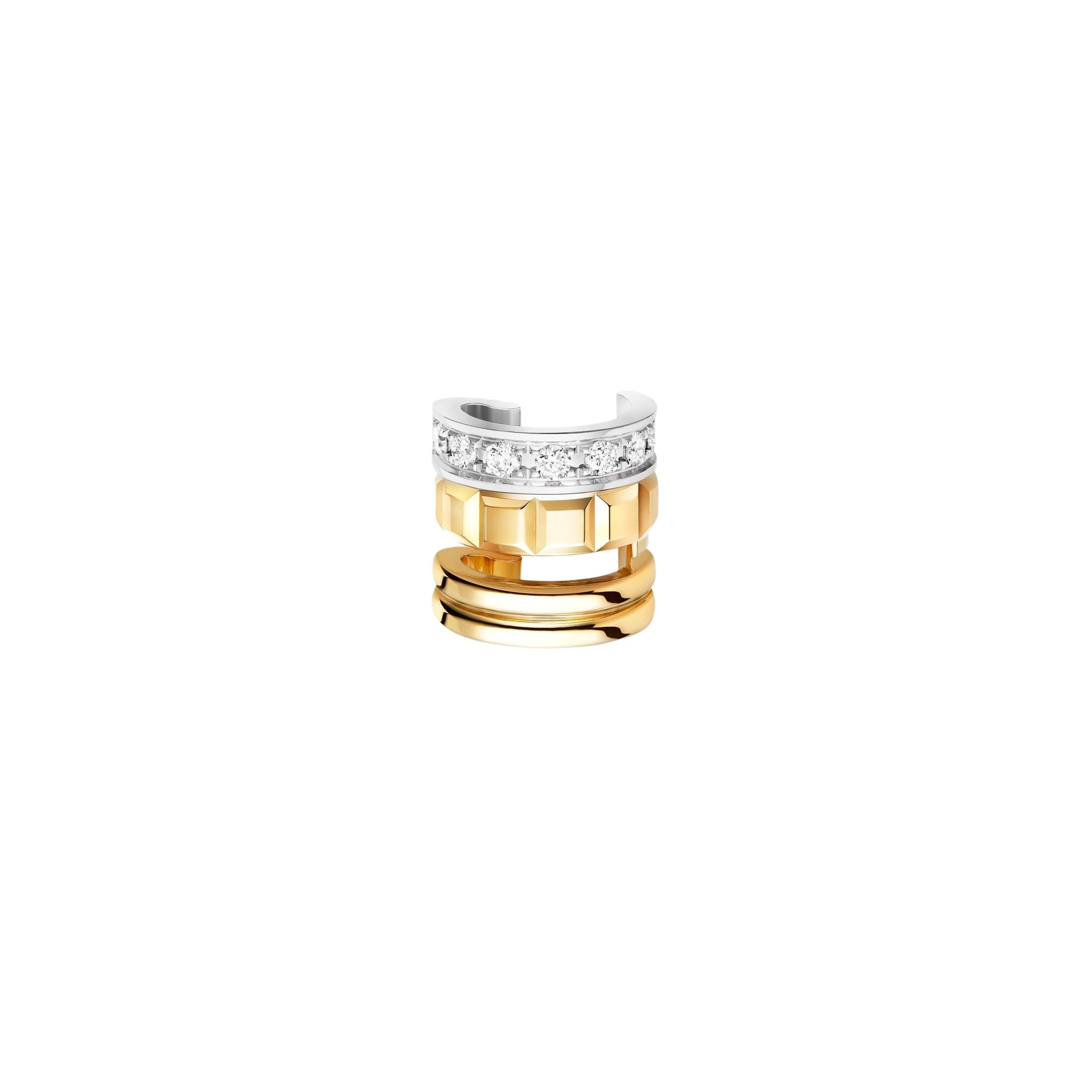 Quatre Radiant Edition yellow and white gold & diamonds Single Clip Earring - Yellow & White