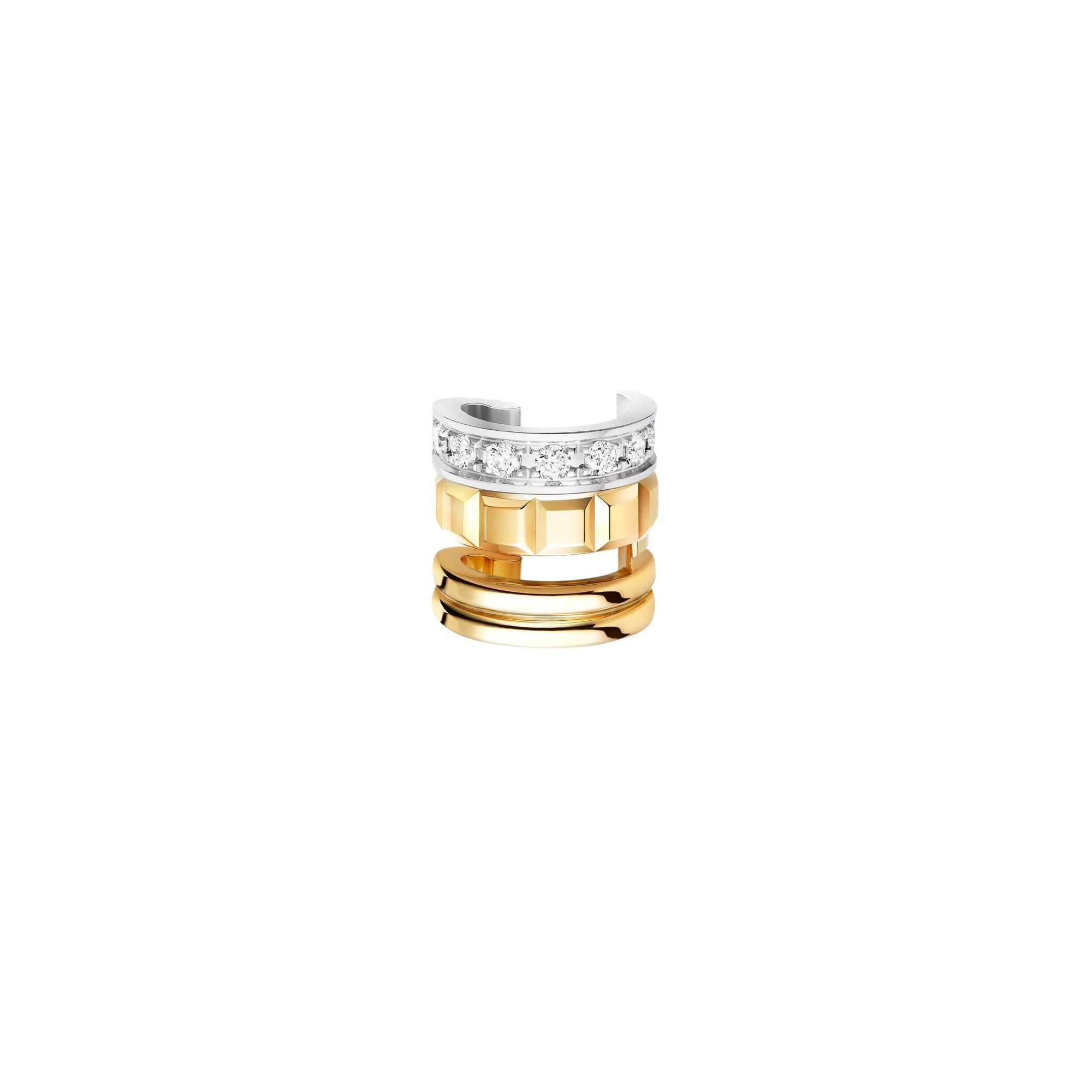 Quatre Radiant Edition yellow and white gold & diamonds Single Clip Earring - Yellow & White