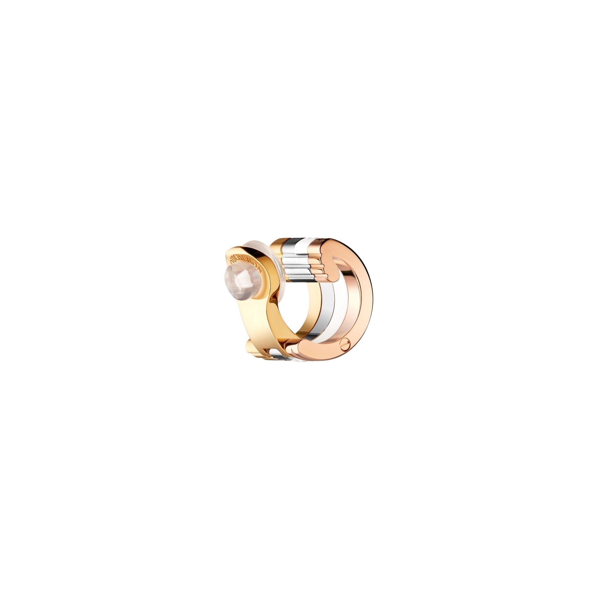Quatre White Edition S 3 gold white hyceram & round diamonds Single Clip Earring - White & Yellow & Pink