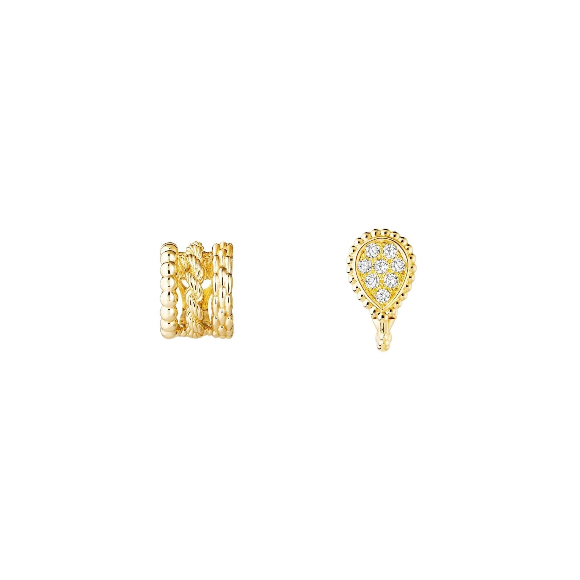 Serpent Bohème XS Motif yellow gold & diamonds Asymetrical Clip Earrings - Yellow
