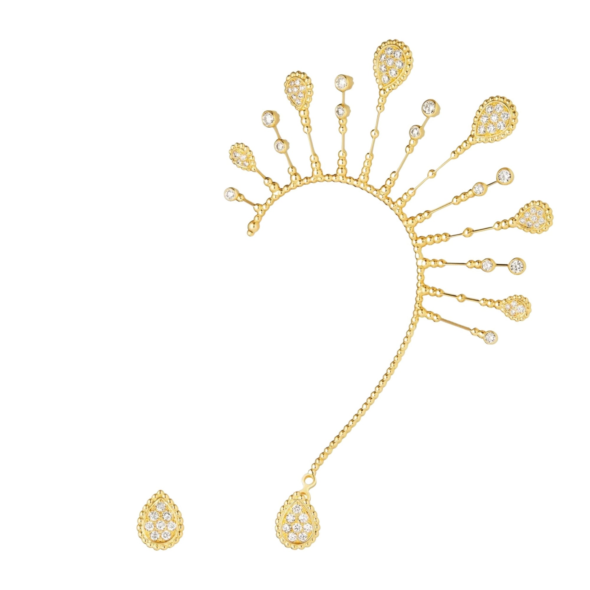 Serpent Bohème Multi-Motifs yellow gold & diamonds Asymetrical Stud Earrings - Yellow