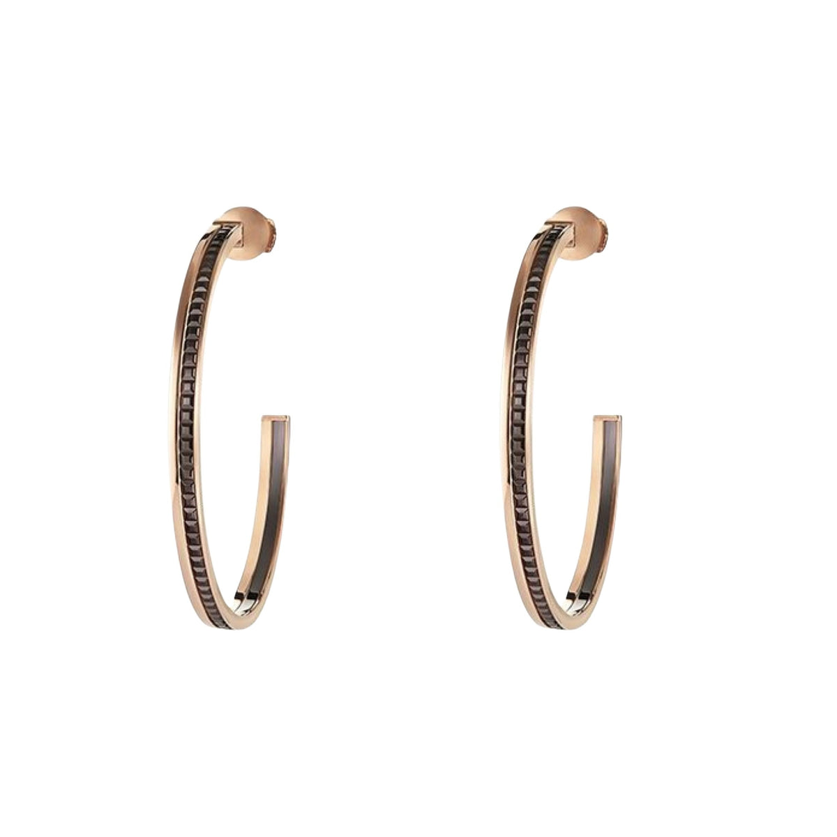 Quatre Classique L pink gold Hoop Earrings - Brown & Pink