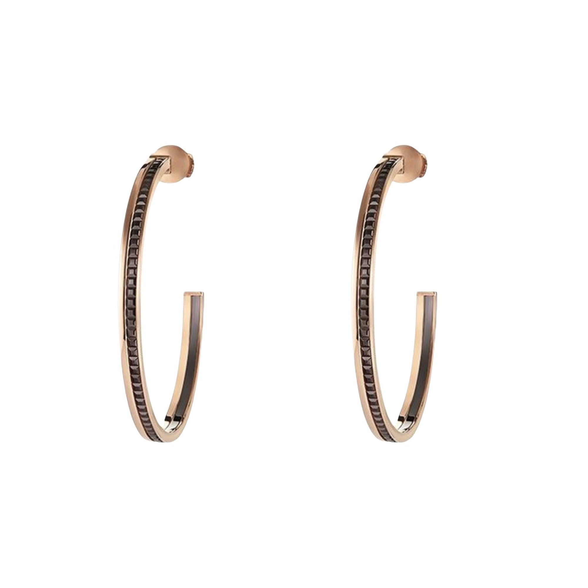 Quatre Classique L pink gold Hoop Earrings - Brown & Pink