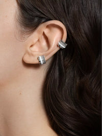Quatre Double White Edition S gold hyceram & diamonds Single Clip Earring - White
