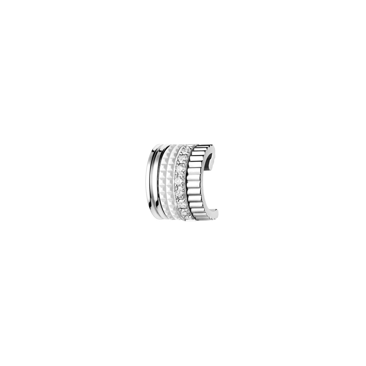 Quatre Double White Edition S gold hyceram & diamonds Single Clip Earring - White