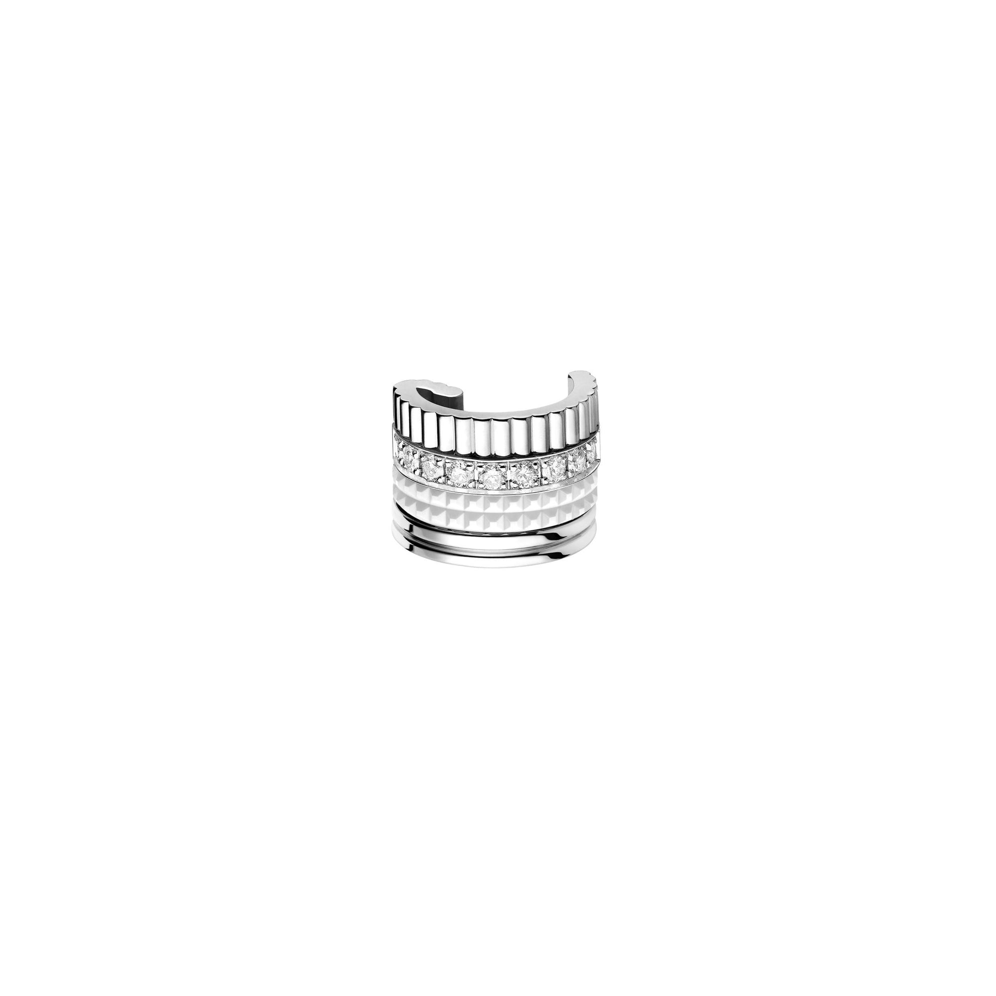Quatre Double White Edition S gold hyceram & diamonds Single Clip Earring - White