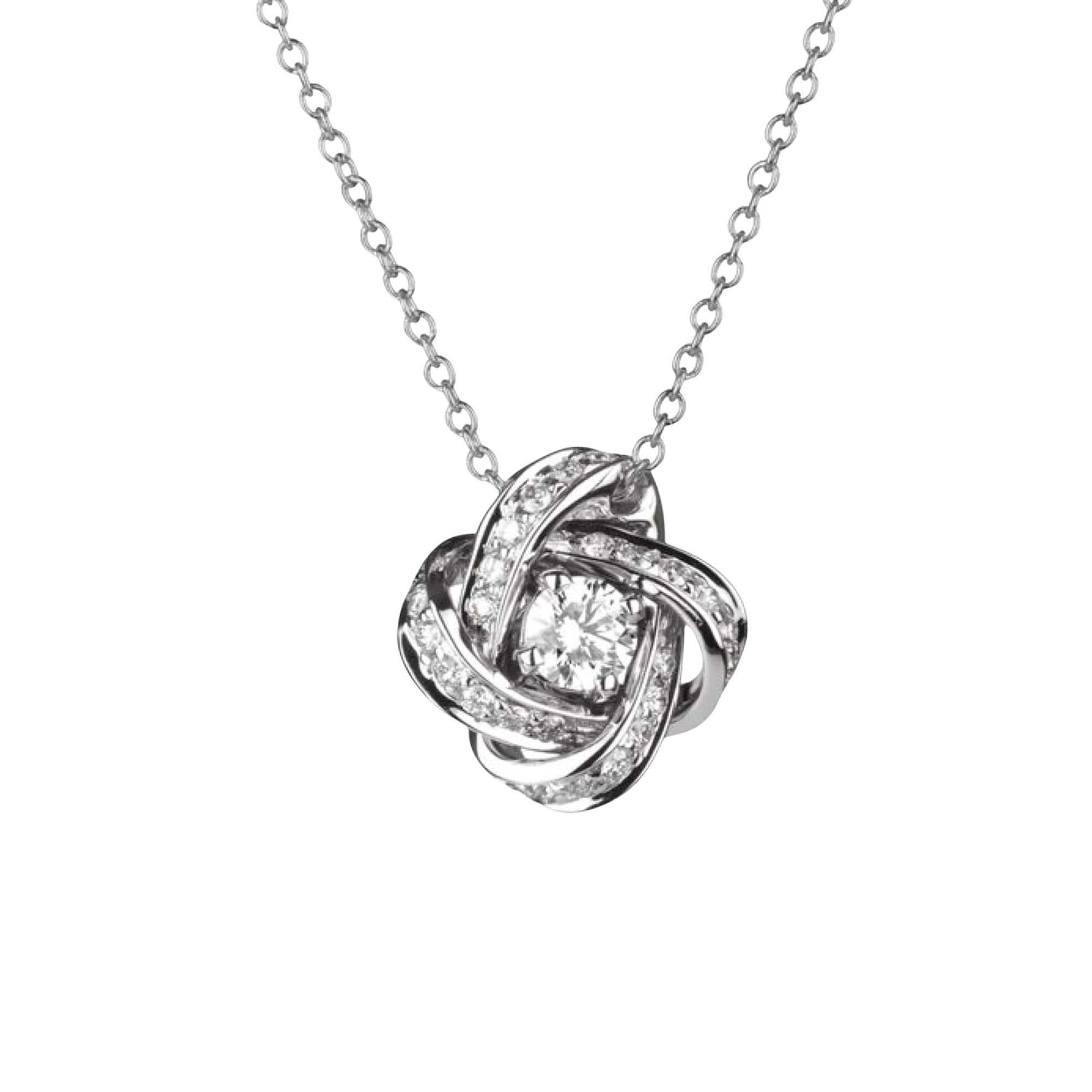 Pivoine white gold & diamond 0,20 carat paved Pendant - White