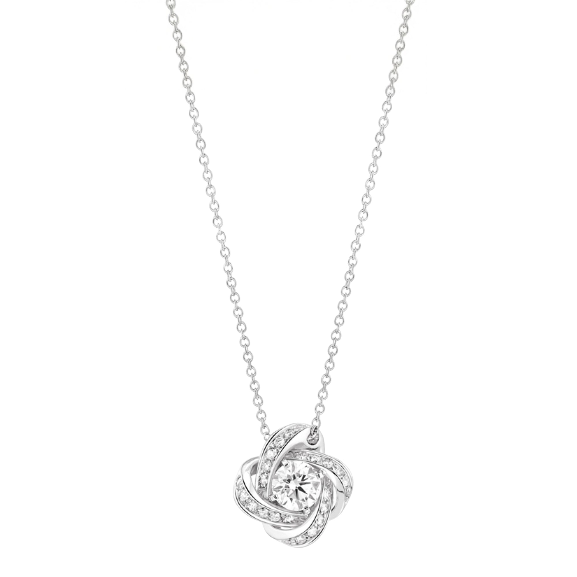 Pivoine white gold & diamond 0,20 carat paved Pendant - White