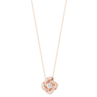 Pivoine pink gold & diamond 0,20 carat paved Pendant - Pink