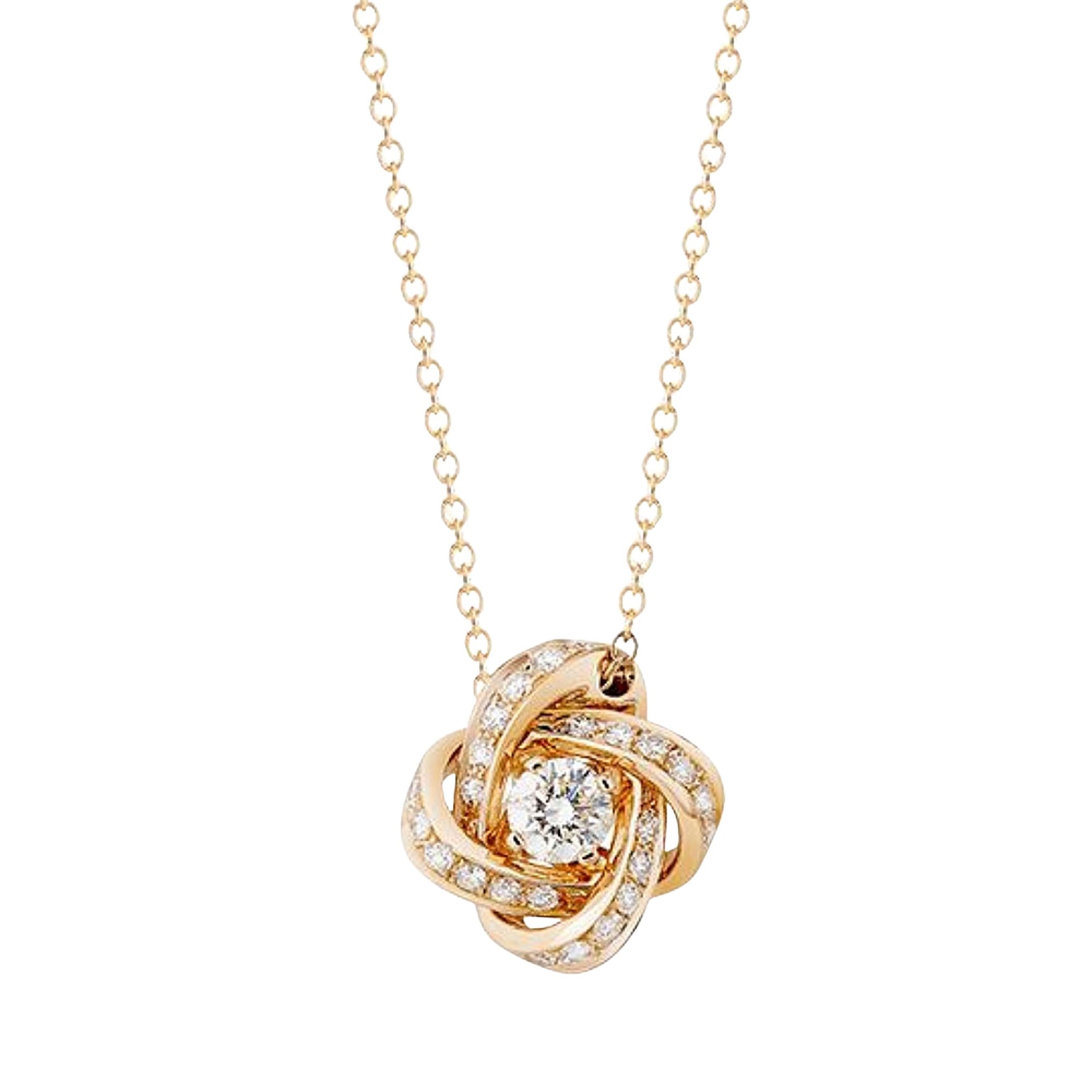 Pivoine pink gold & diamond 0,20 carat paved Pendant - Pink
