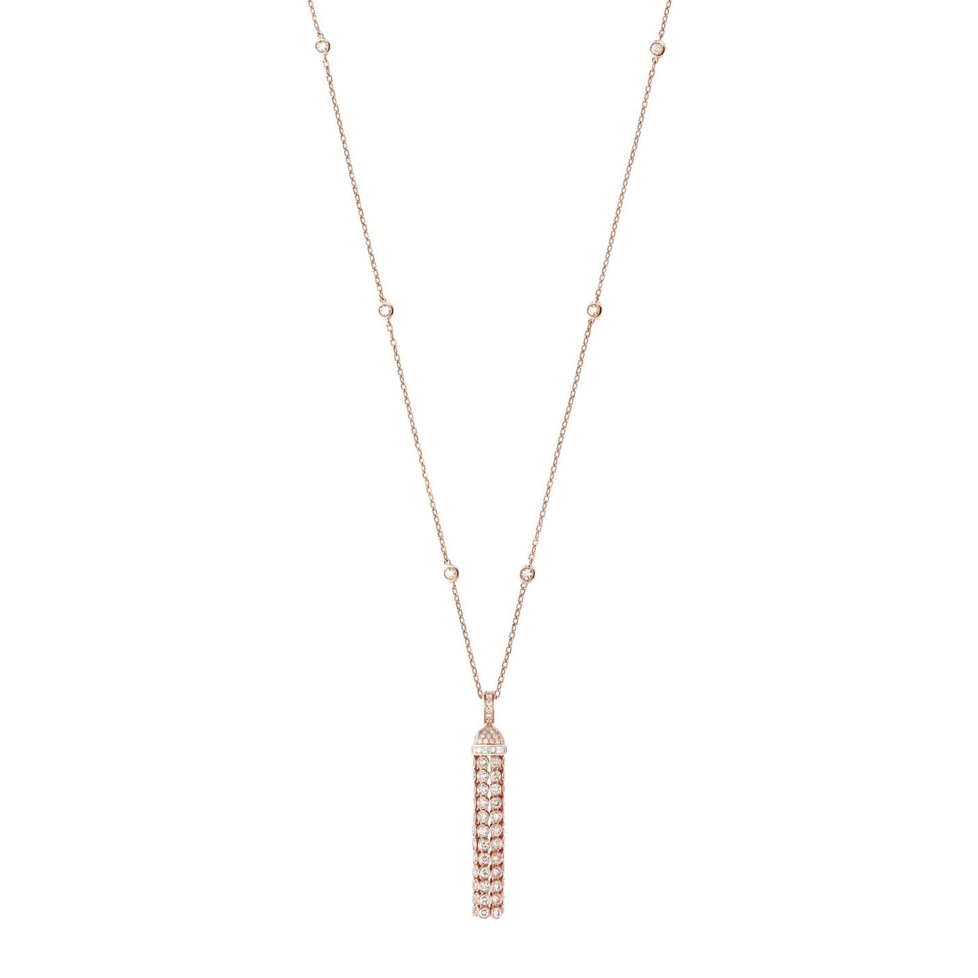 Pompon pink gold & diamonds Pendant - Pink