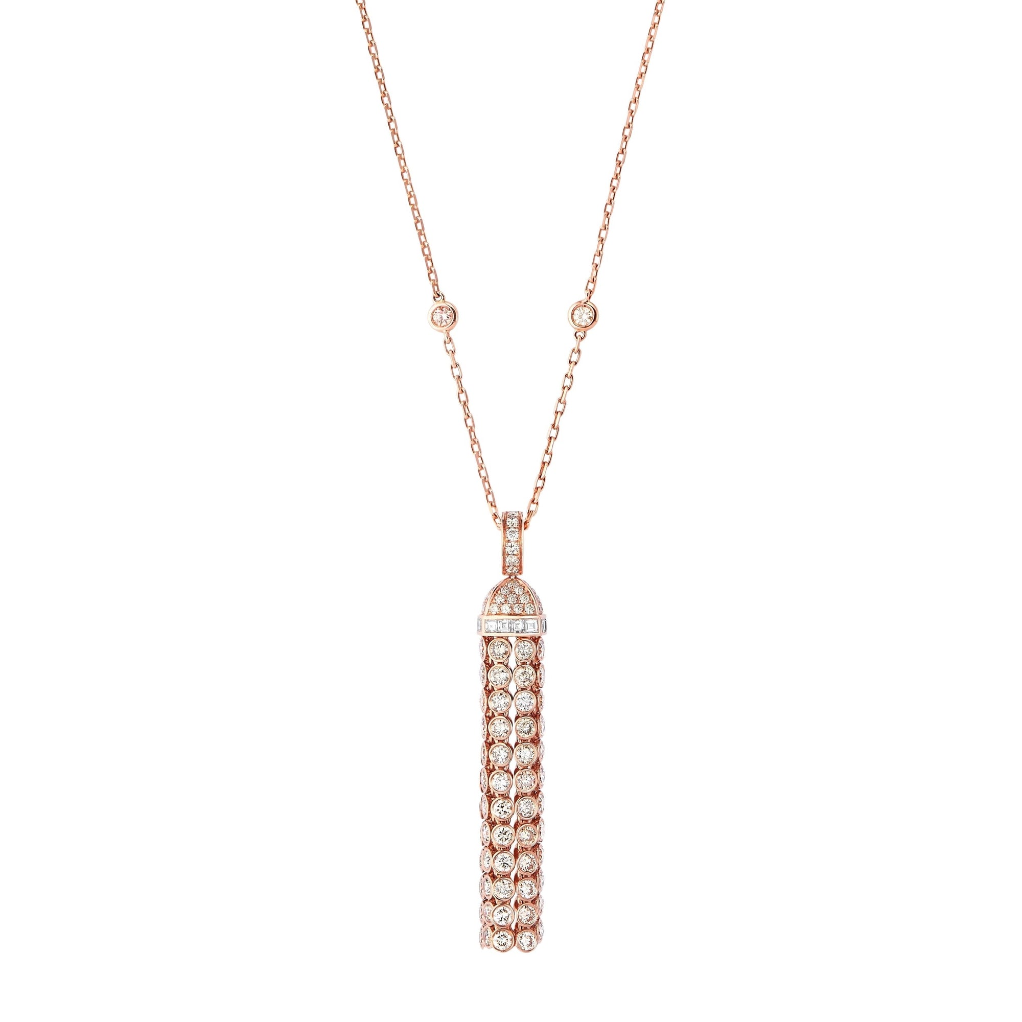 Pompon pink gold & diamonds Pendant - Pink