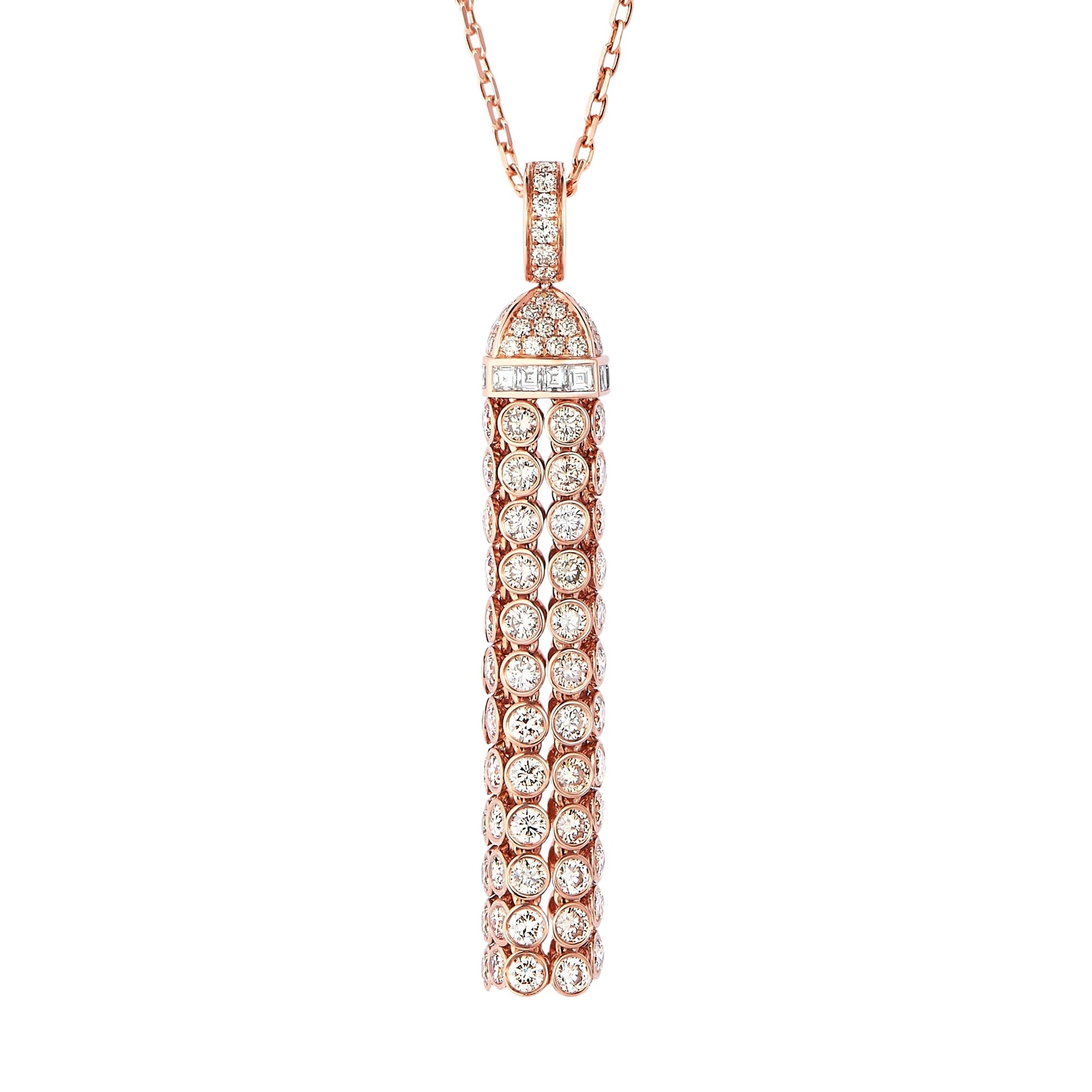 Pompon pink gold & diamonds Pendant - Pink