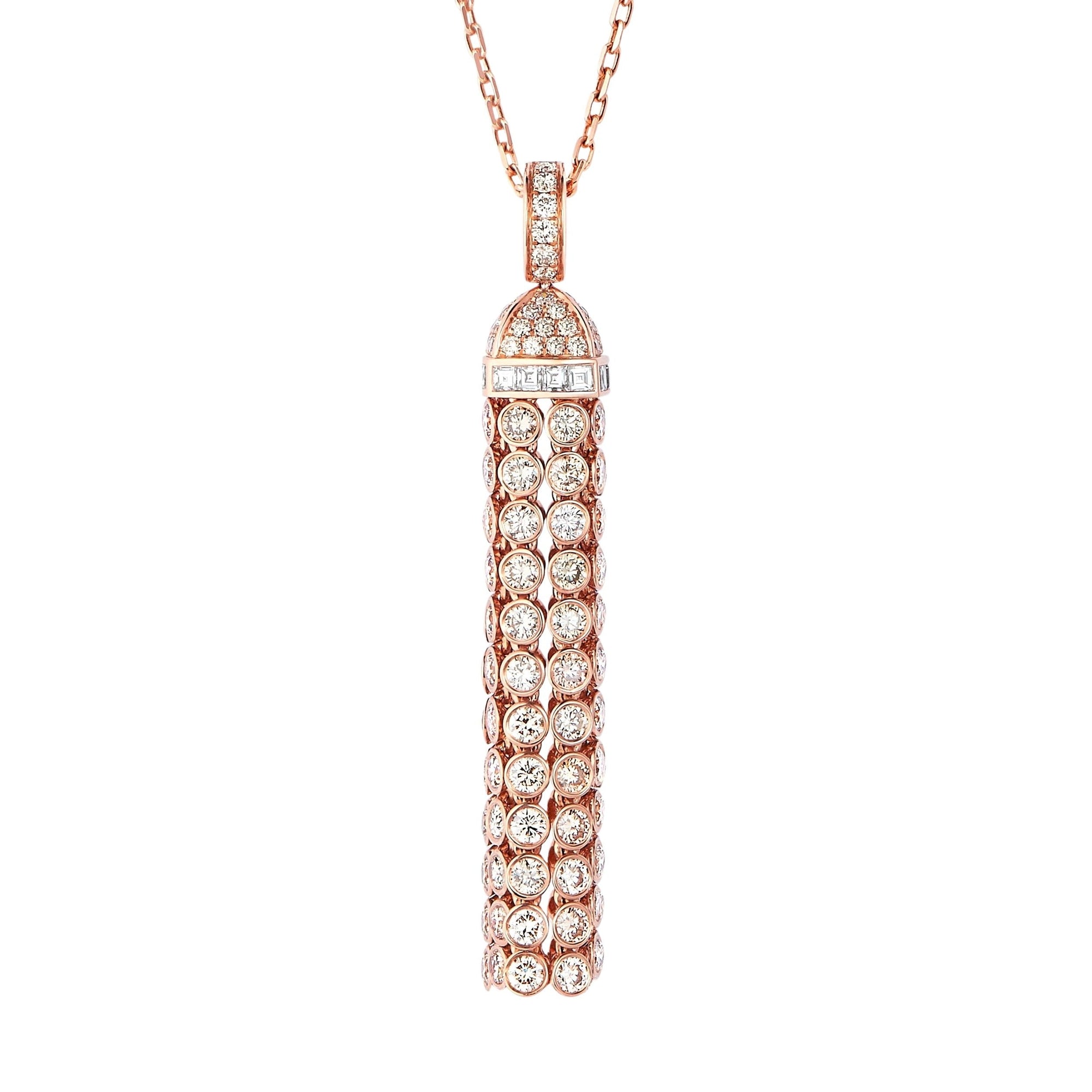 Pompon pink gold & diamonds Pendant - Pink