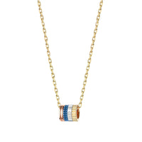 Quatre S Motif Blue Edition Pendant - White & Yellow & Pink