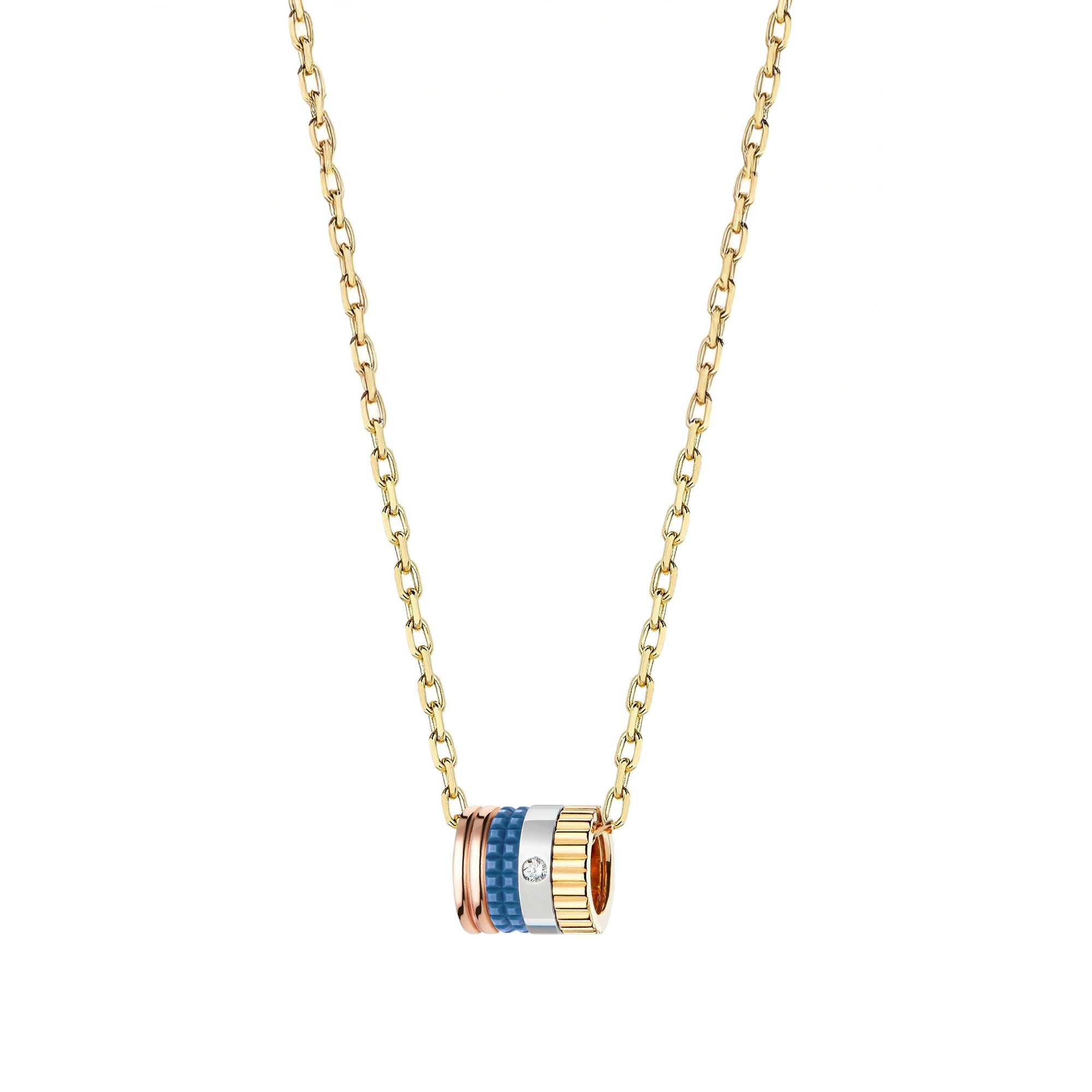Quatre S Motif Blue Edition Pendant - White & Yellow & Pink