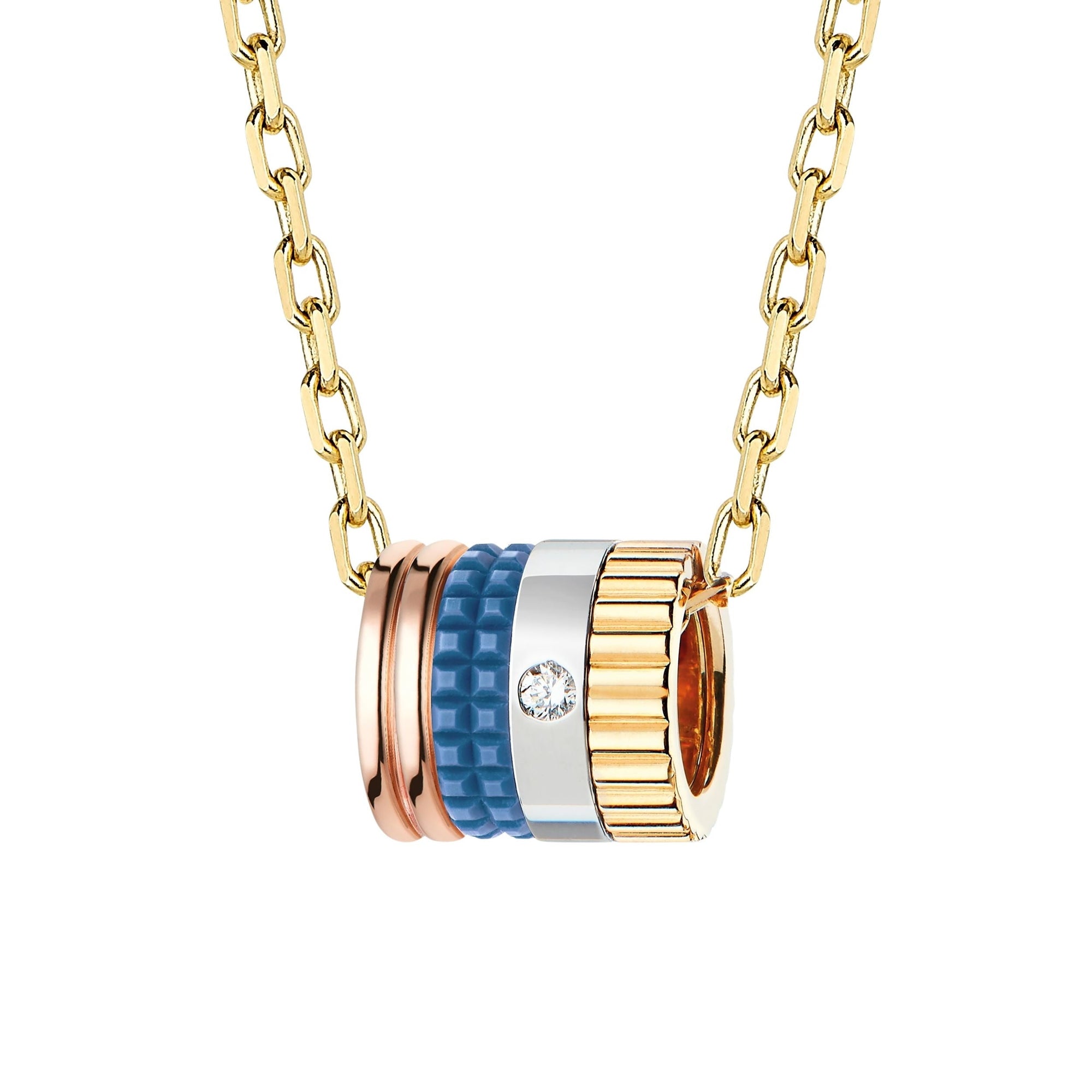 Quatre S Motif Blue Edition Pendant - White & Yellow & Pink