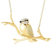 Meisa The Chickadee yellow gold diamonds onyx & black sapphires Long Pendant - Yellow & Black