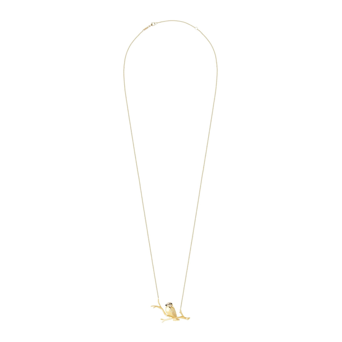 Meisa The Chickadee yellow gold diamonds onyx & black sapphires Long Pendant - Yellow & Black