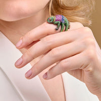 Masy The Chameleon sapphires rubies & tsavorites Ring - Black