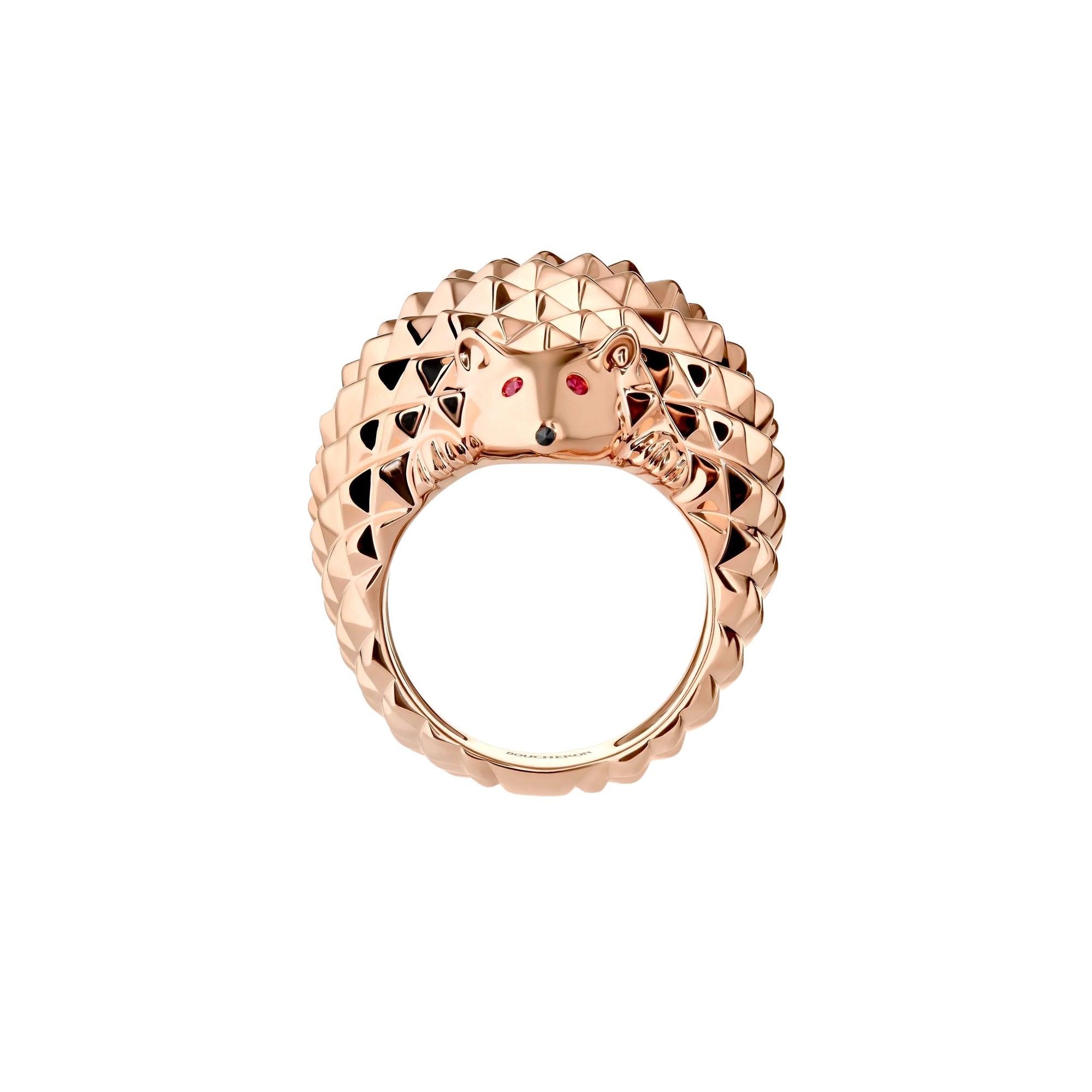 Hans The Hedgedog pink gold rubies & black diamond Ring - Pink & Black