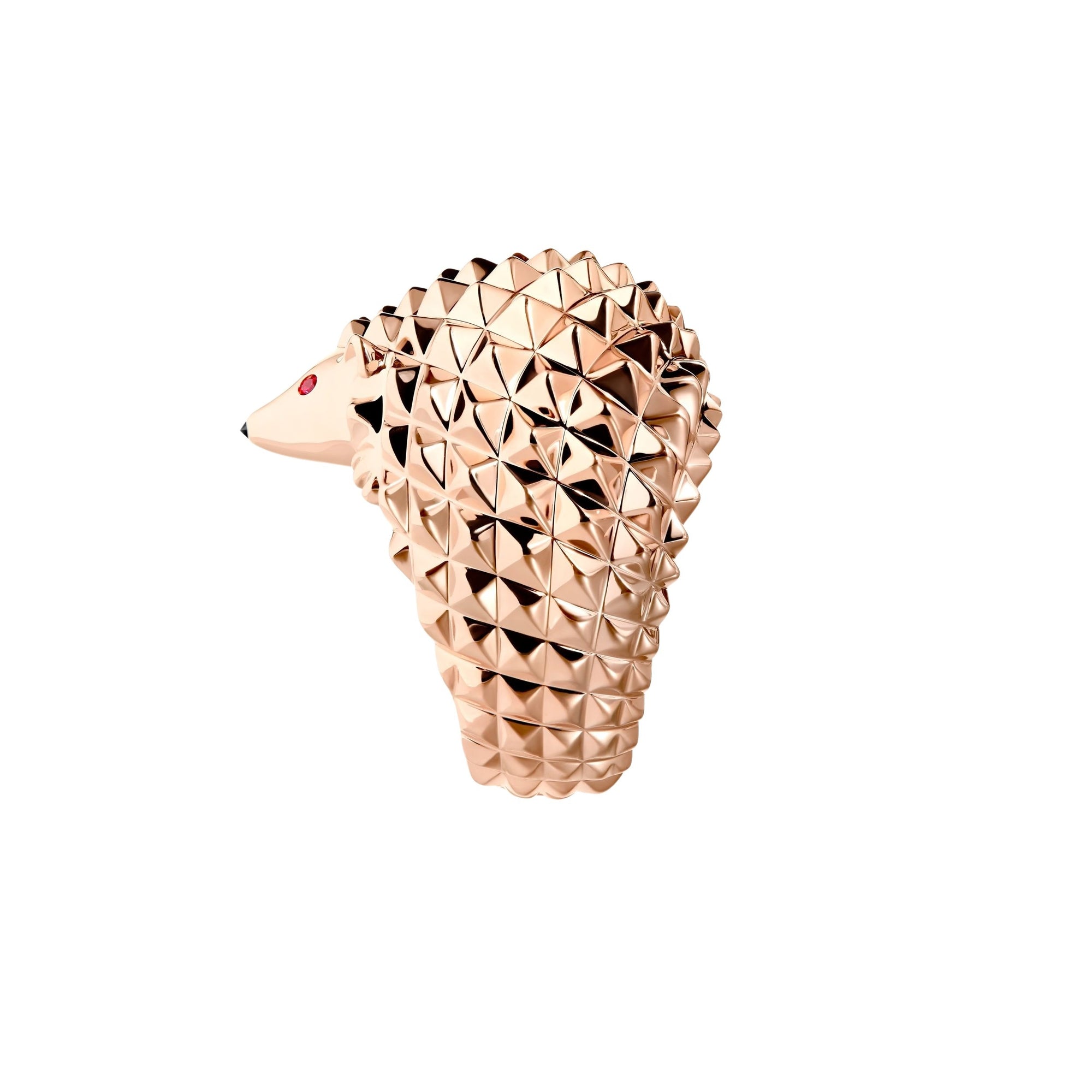 Hans The Hedgedog pink gold rubies & black diamond Ring - Pink & Black
