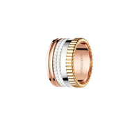 Quatre White Edition L 3 gold & white hyceram Ring - White & Yellow & Pink