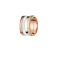 Quatre White Edition L 3 gold & white hyceram Ring - White & Yellow & Pink