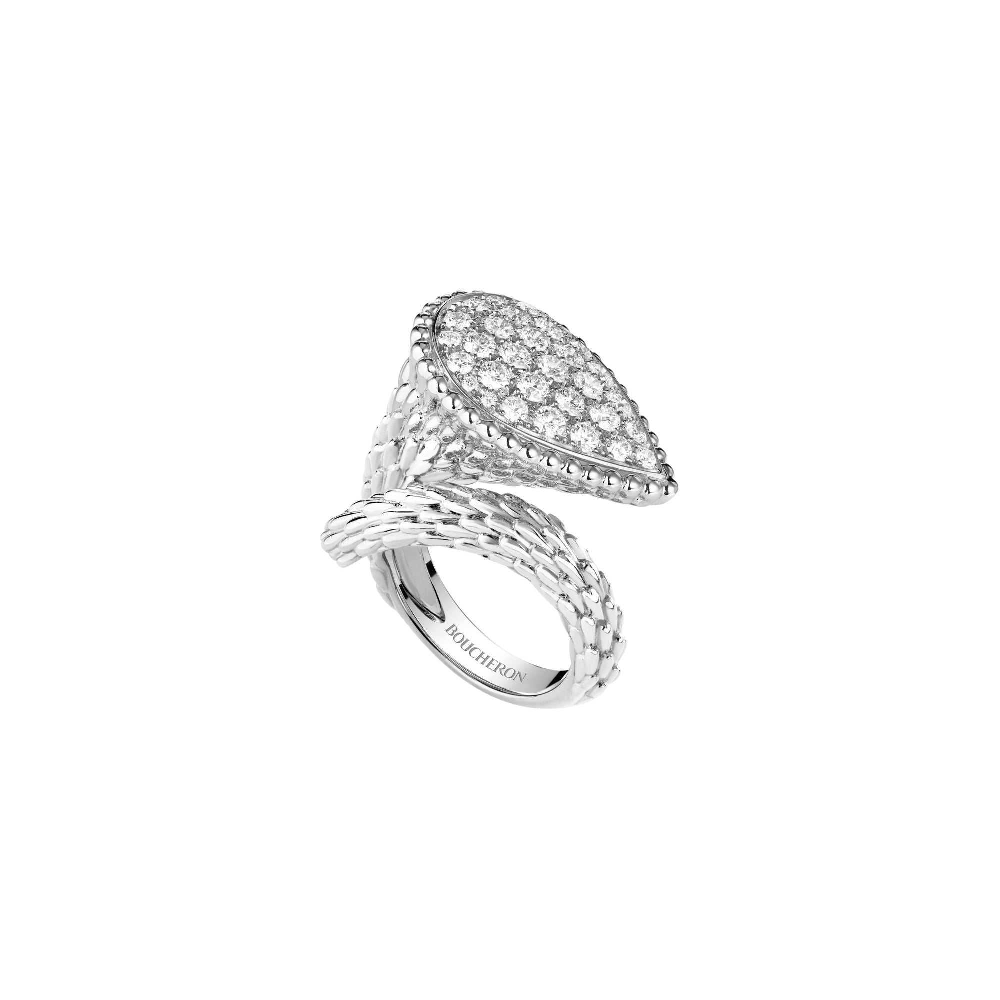 Serpent Bohème L white gold & diamonds Ring - White