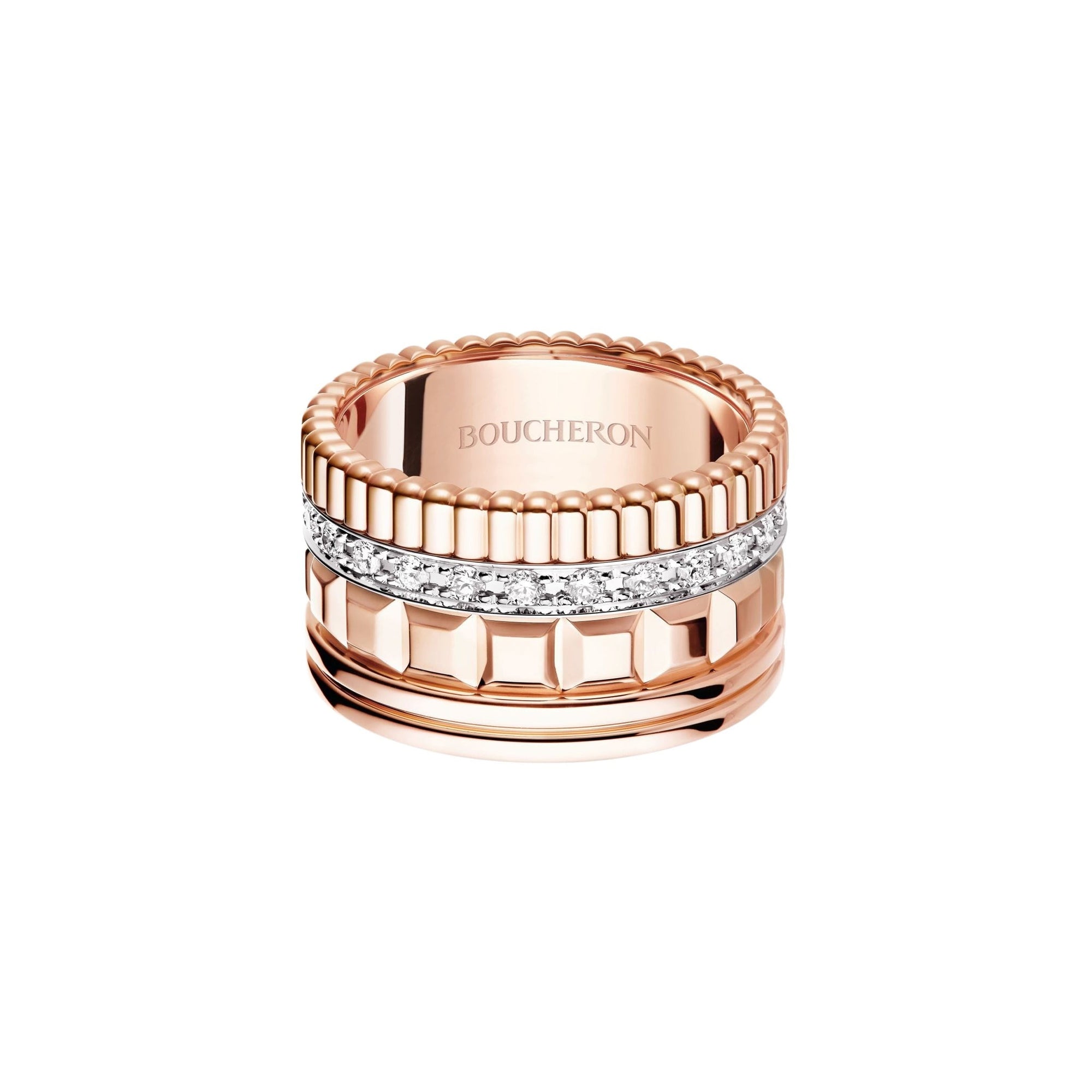 Quatre Radiant Edition L pink and white gold & diamonds Ring - White & Pink