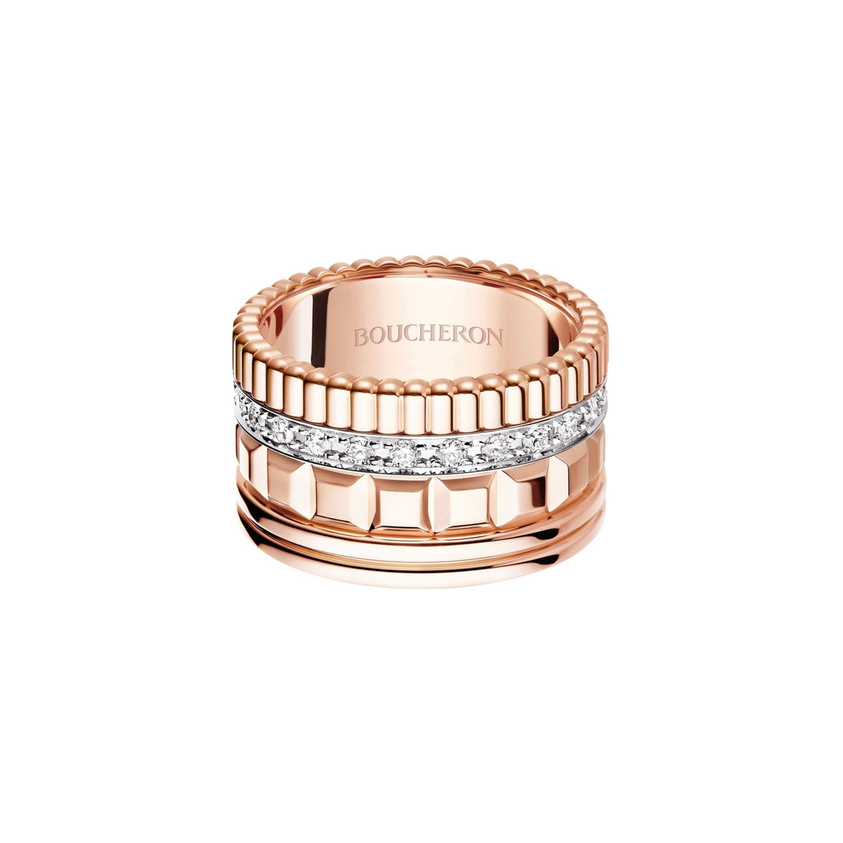 Quatre Radiant Edition L pink and white gold & diamonds Ring - White & Pink