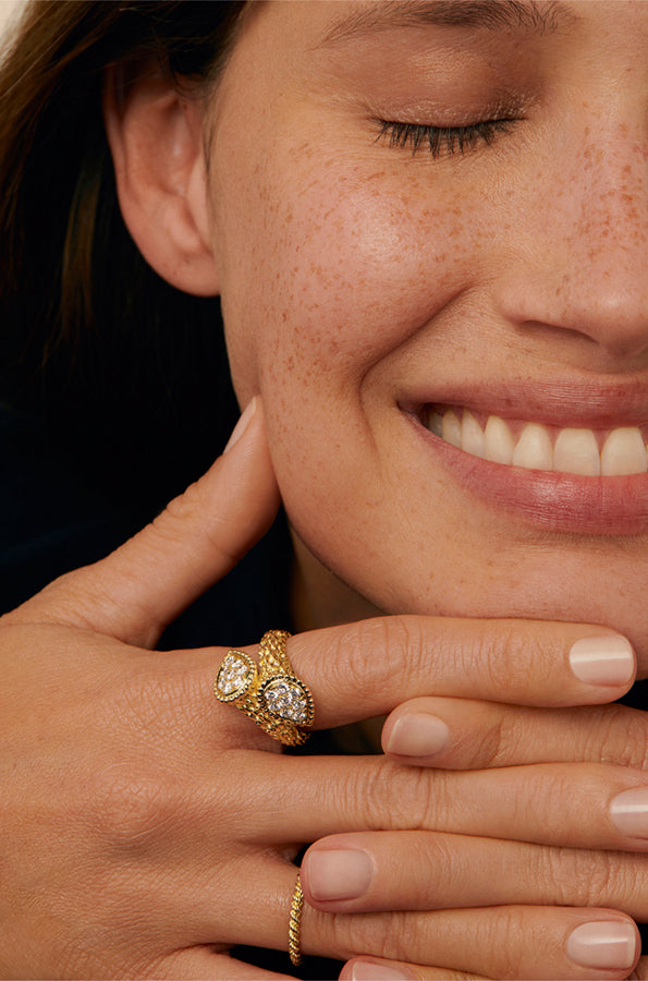 Serpent Bohème S Motifs pink gold & diamonds Ring - Pink