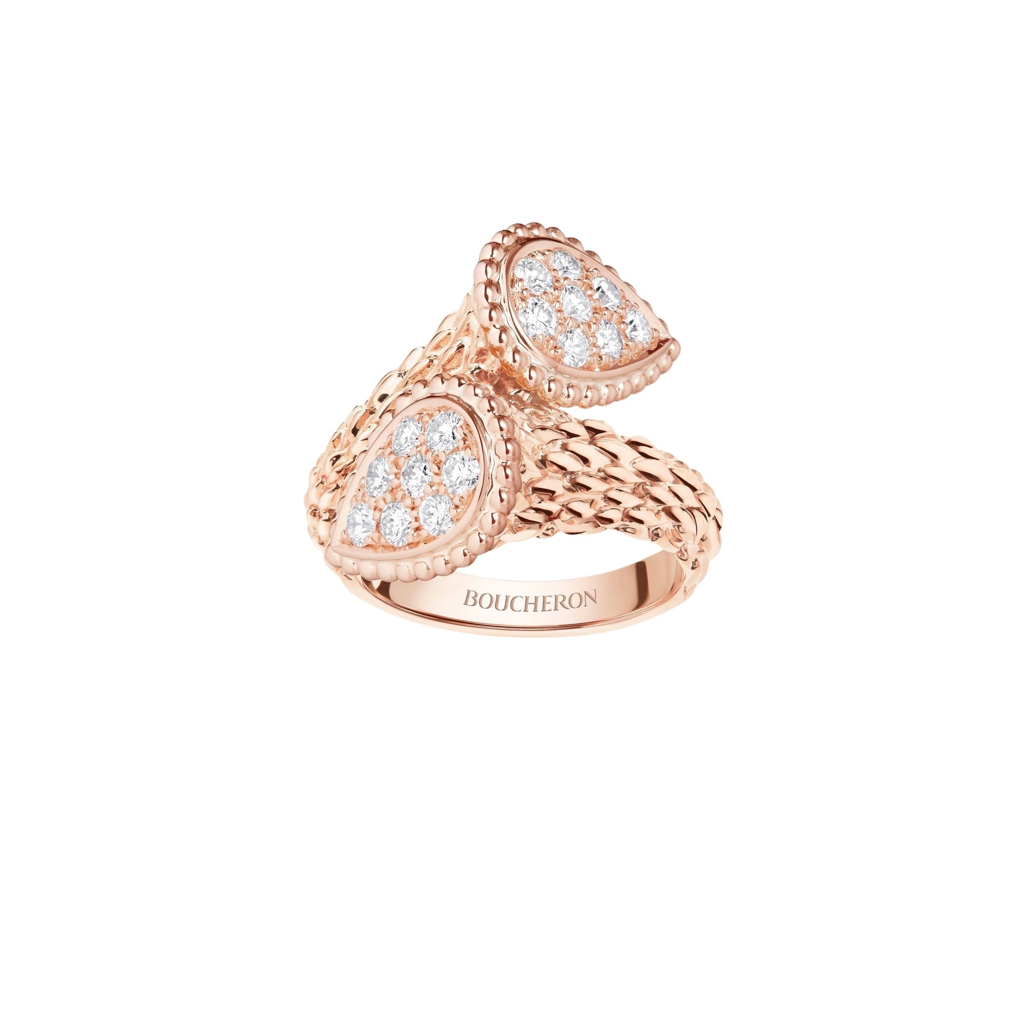 Serpent Boheme S Motifs pink gold & diamonds Ring - Pink