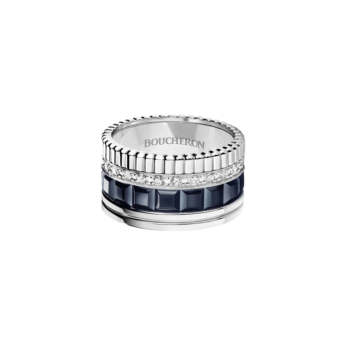 Quatre Radiant Edition L white gold & pvd blue Ring - White & Blue