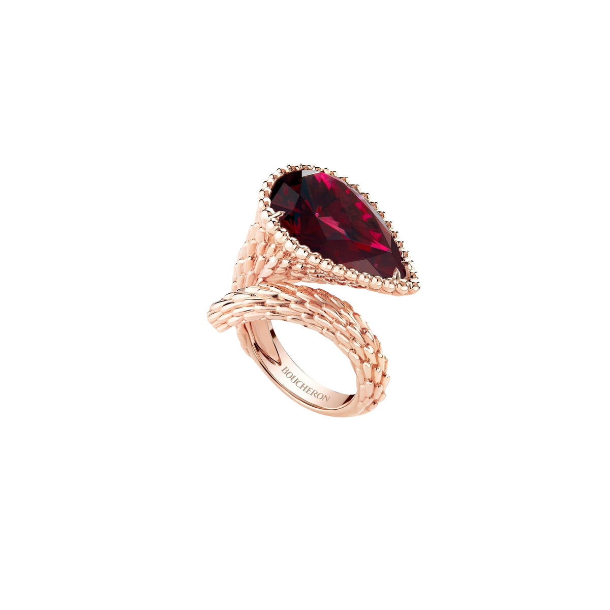 Serpent Bohème pink gold & rhodolite garnet Ring - Pink
