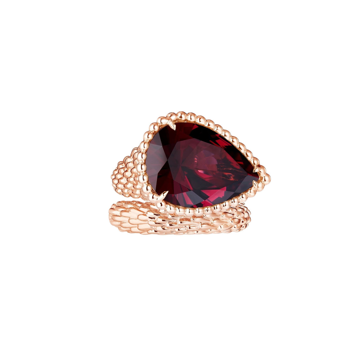 Serpent Bohème pink gold & rhodolite garnet Ring - Pink