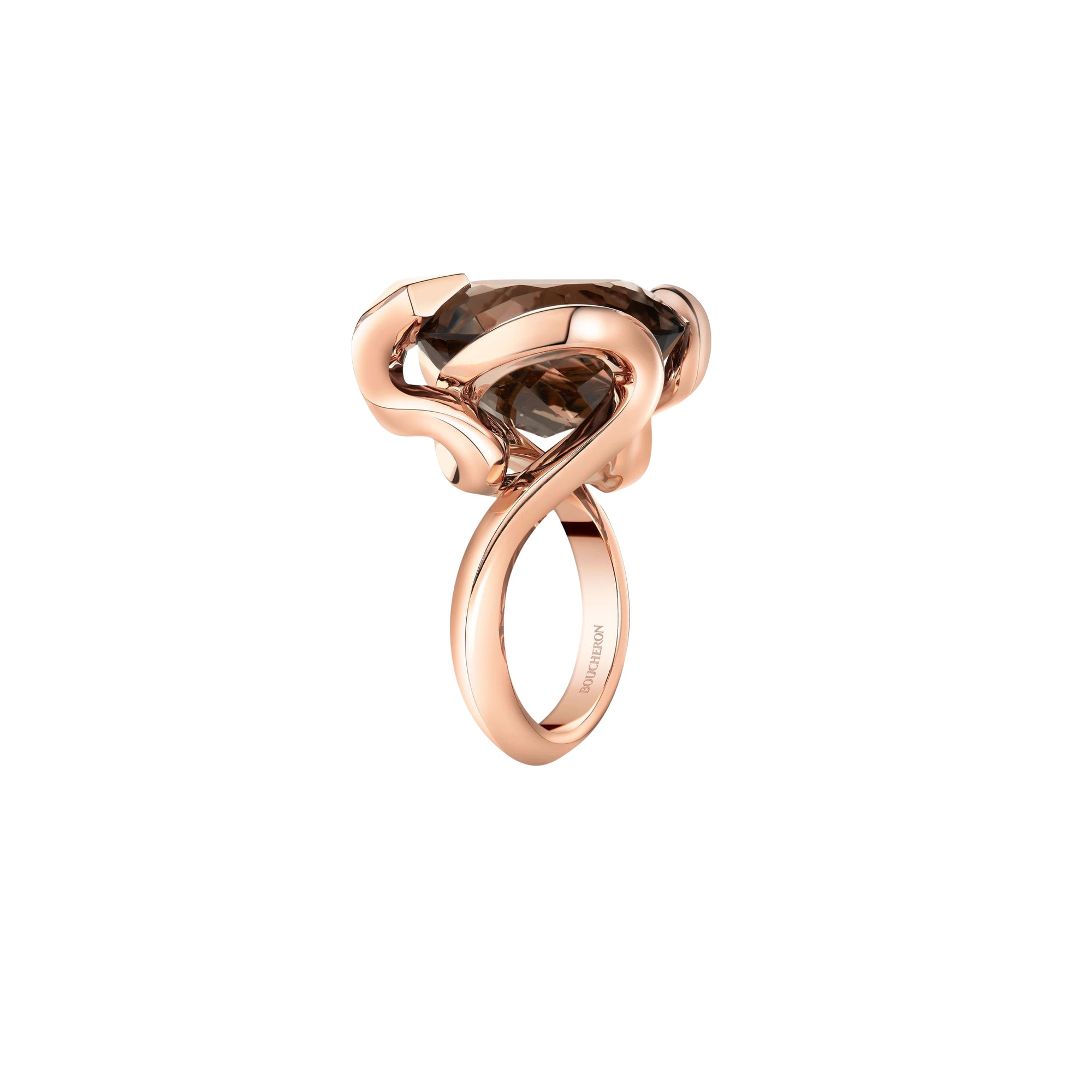 Kaa Le Serpent pink gold & smoky quartz Ring - Pink
