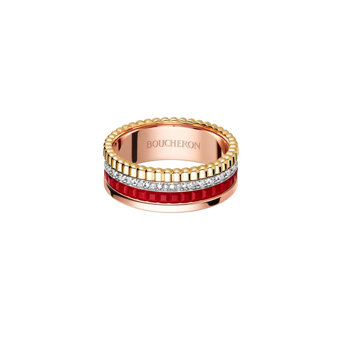 Quatre Red Edition S 3 gold & diamonds Ring - White & Yellow & Pink